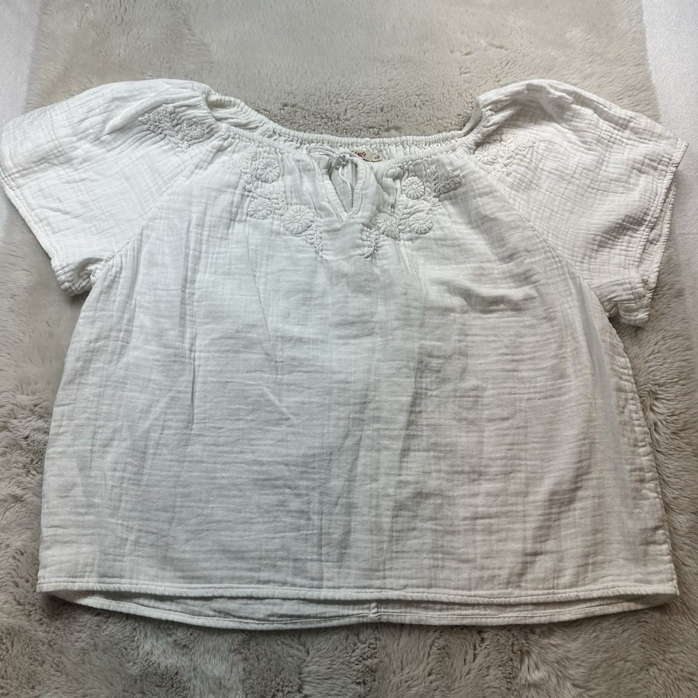 Faherty Organic Cotton Embroidered Boho Trapeze Top Oversized‎ Sz M - Picture 3 of 10